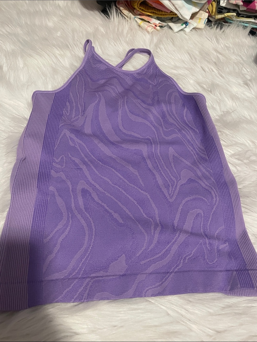 all in motion Lavender Halter Knit Tank with Subtle Wave Pattern